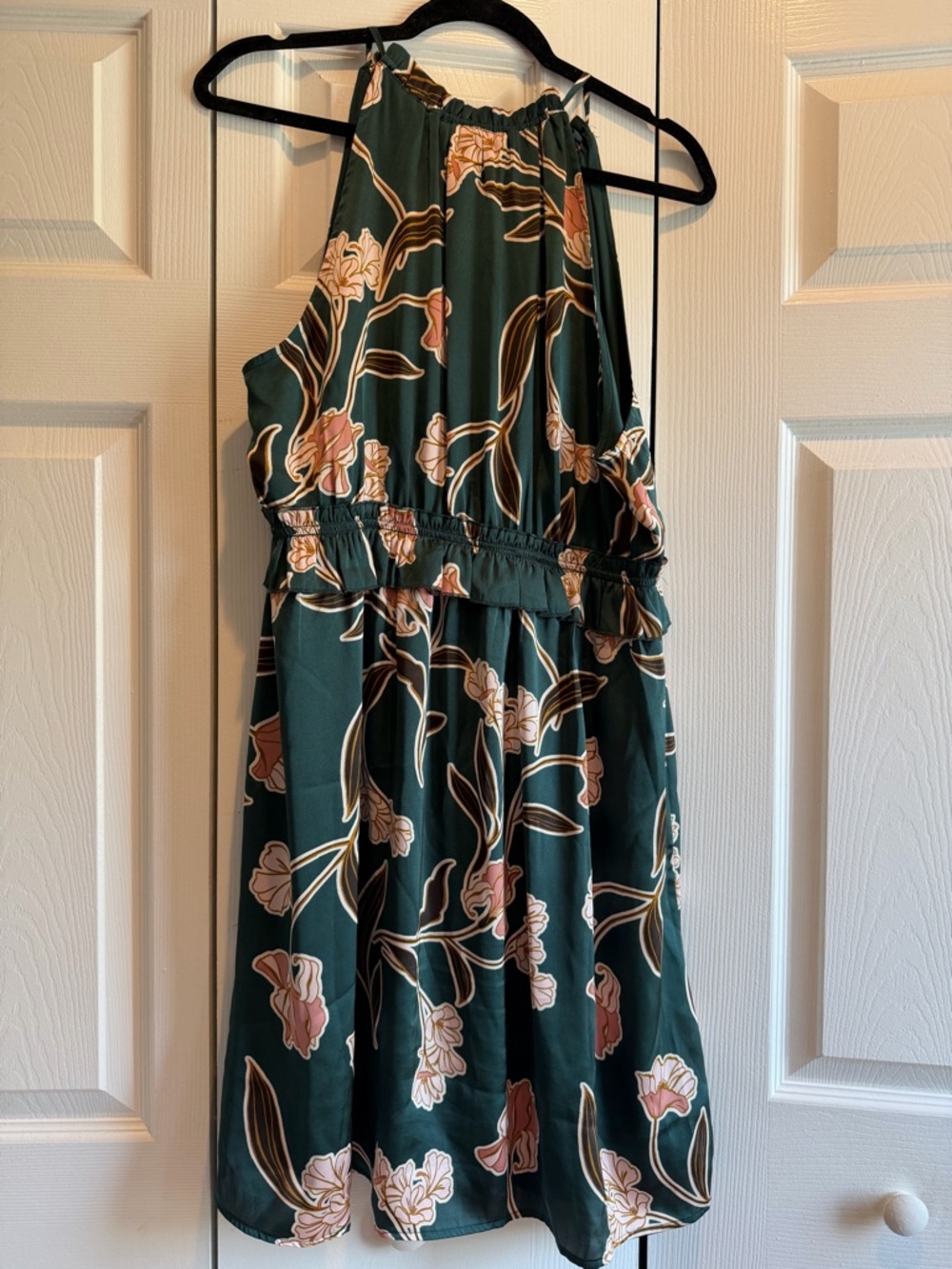 DR2 Teal Halter Dress with Pink and Cream Accents